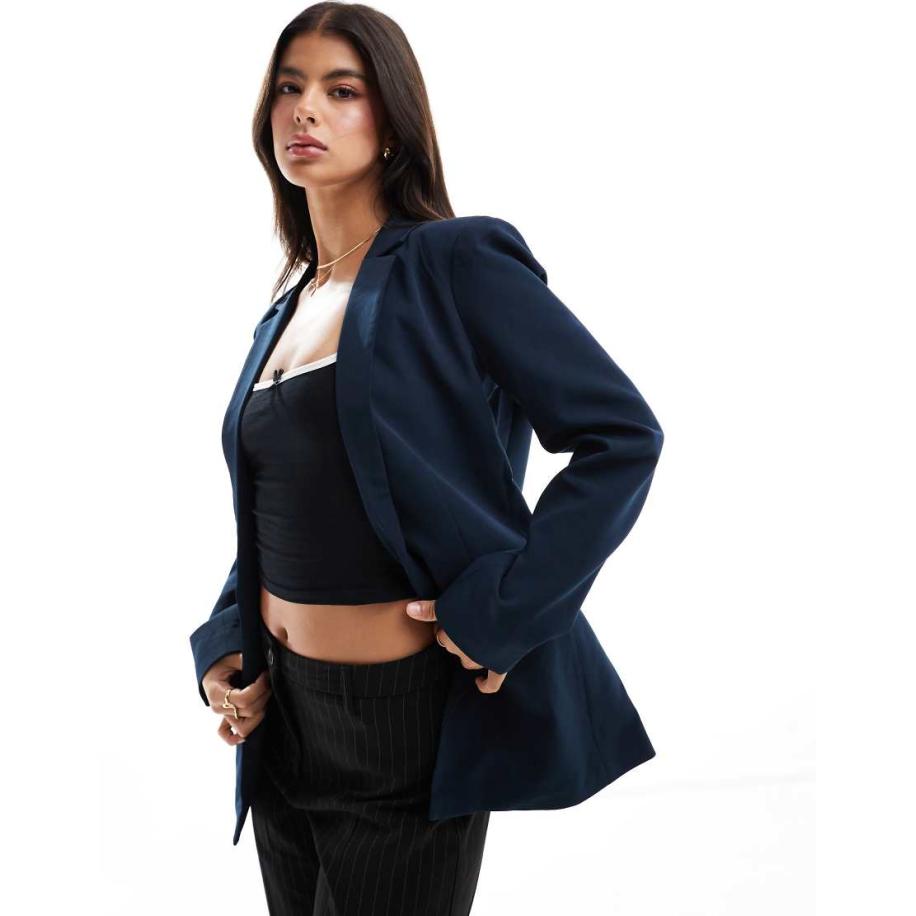 Pieces Elegante oversized blazer in marineblauw Blauw