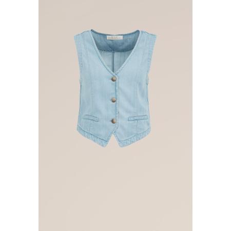 Blue Ridge dames denim gilet - Regular fit - Lichtblauw - Maat: 32