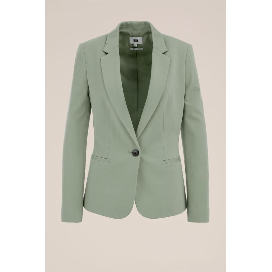WE Fashion Dames getailleerde jersey blazer met stretch - Lichtgroen - Viscose - Maat: S Groen