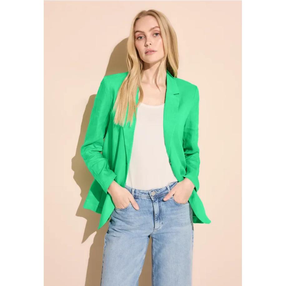 Street One Lange linnen blazer Groen