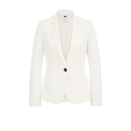WE Fashion Dames getailleerde jersey blazer met stretch - Wit - Viscose - Maat: XS