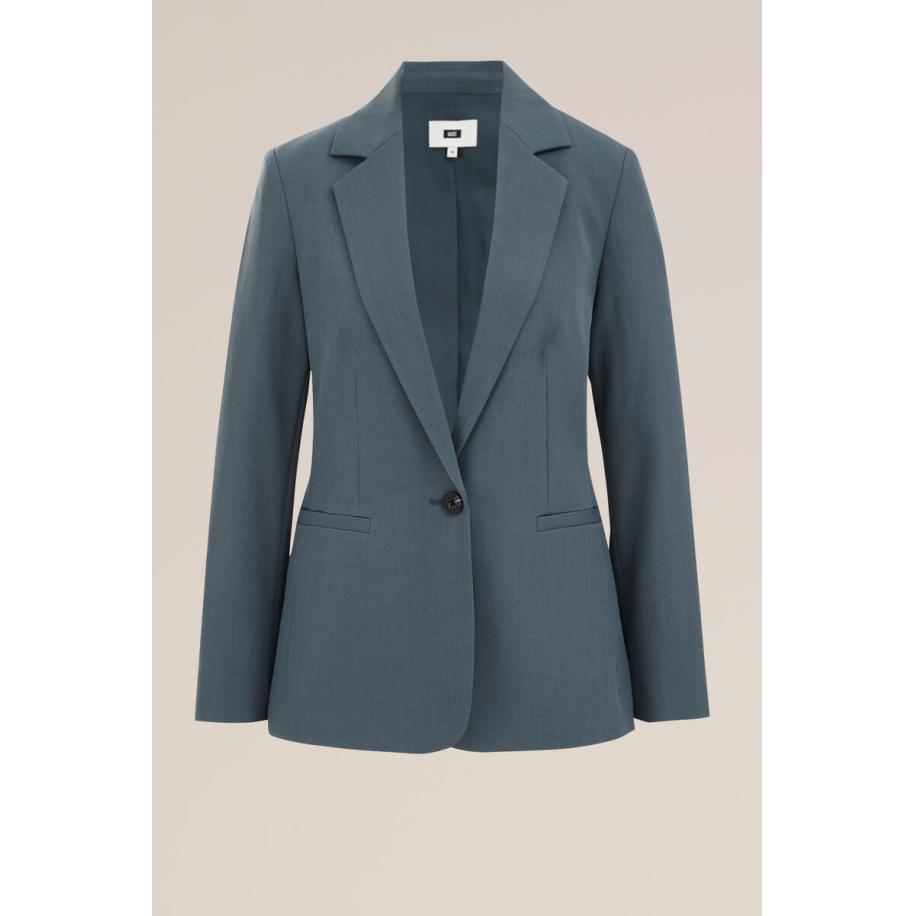 WE Fashion Dames Slim fit blazer - Slim Fit - Grijsgroen - Maat: 34 Groen
