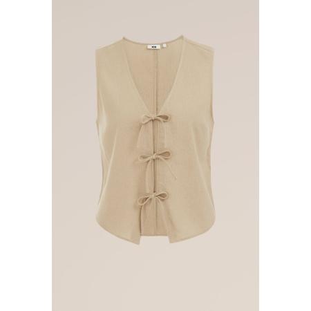 WE Fashion Dames Regular fit gilet van linnenmix - Regular fit - Beige - Linnen - Maat: M