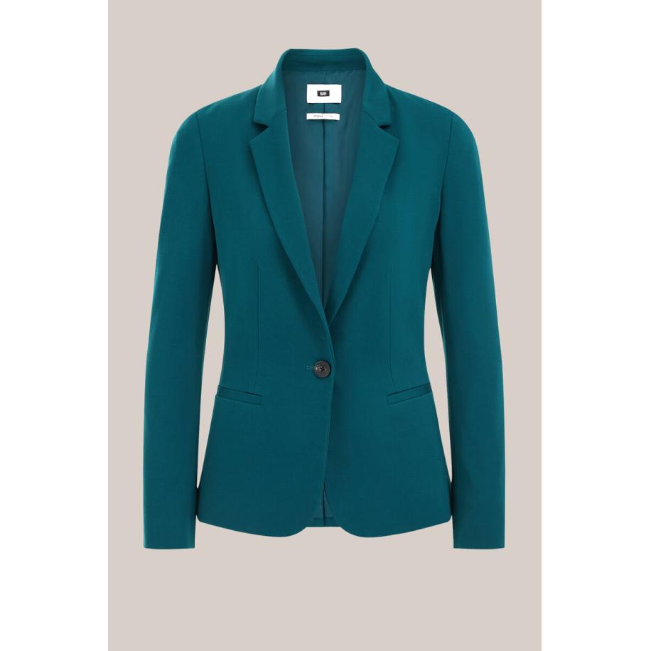 WE Fashion Dames getailleerde jersey blazer met stretch - Groenblauw - Viscose - Maat: XS Blauw
