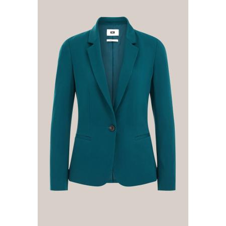 WE Fashion Dames getailleerde jersey blazer met stretch - Groenblauw - Viscose - Maat: XS