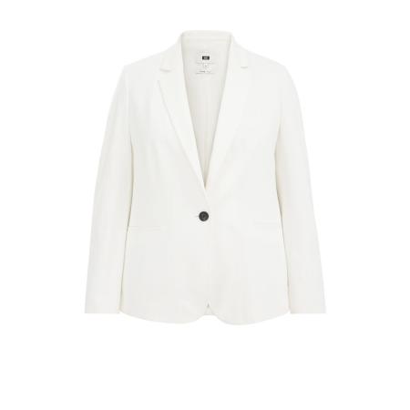 WE Fashion Dames getailleerde jersey blazer met stretch - Curve - Wit - Viscose - Plus Size Maat: 48