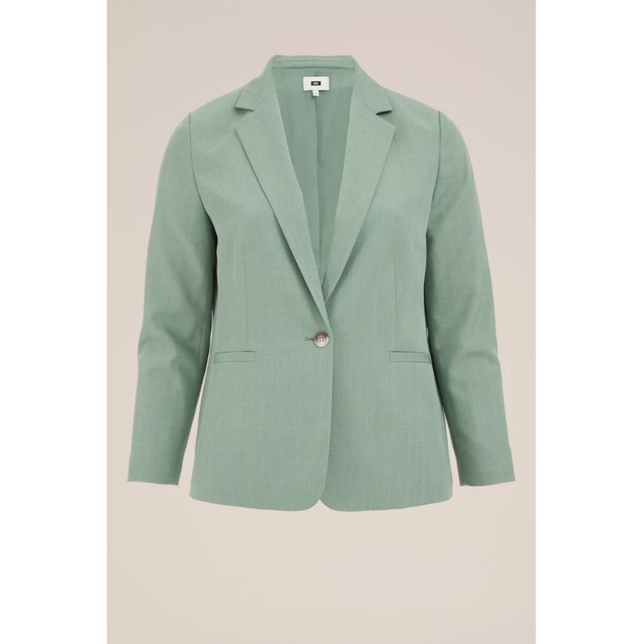 WE Fashion Dames blazer - Curve - Slim Fit - Pastelgroen - Plus Size Maat: 44 Groen