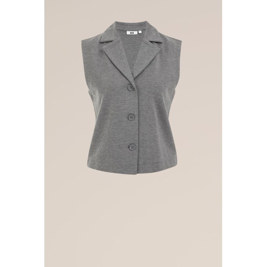 WE Fashion Dames Regular fit jersey gilet - Regular fit - Donkergrijs gemeleerd - Viscose - Maat: XS Multicolor