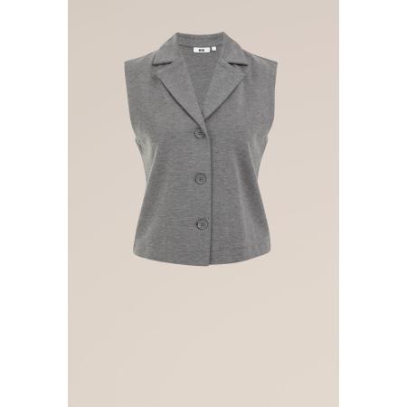 WE Fashion Dames Regular fit jersey gilet - Regular fit - Donkergrijs gemeleerd - Viscose - Maat: XS