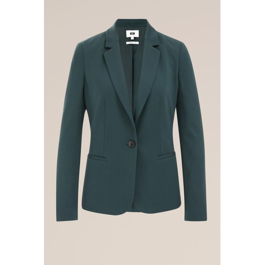 WE Fashion Dames getailleerde jersey blazer met stretch - Donkergroen - Viscose - Maat: XS Groen