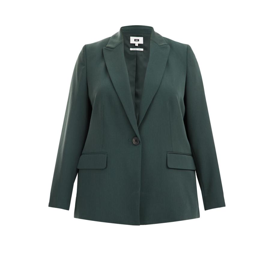 WE Fashion Dames Slim fit blazer - Curve - Slim Fit - Donkergroen - Plus Size Maat: 44 Groen