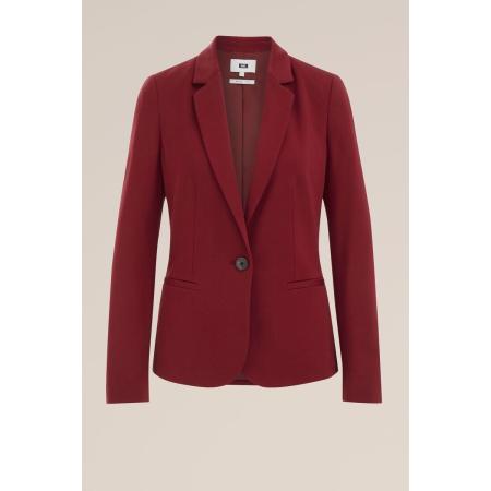 WE Fashion Dames getailleerde jersey blazer met stretch - Donkerrood - Viscose - Maat: XS