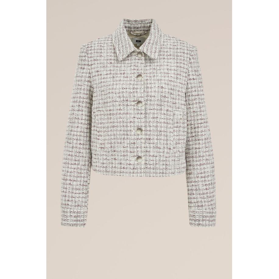 WE Fashion Dames slim fit bouclé vest - Slim Fit - Bordeauxrood - Maat: 32 Rood