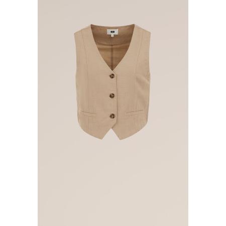 WE Fashion Dames Regular fit gilet van linnenmix - Regular fit - Beige - Linnen - Maat: 32