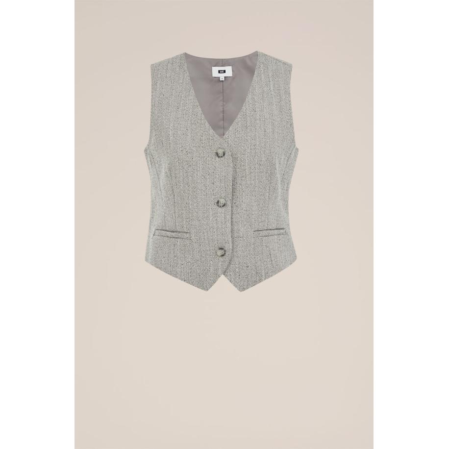 WE Fashion Dames Slim fit gilet met structuur - Slim Fit - Beige - Maat: 32 Bruin