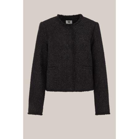 WE Fashion Dames bouclé blazer - Regular fit - Zwart - Maat: 32