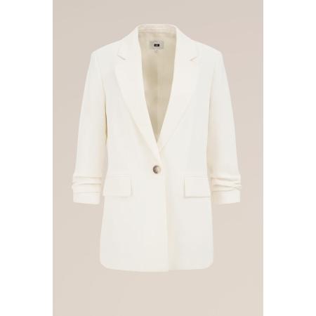 WE Fashion Dames regular fit blazer met rimpeleffect - Regular fit - Wit - Maat: 40
