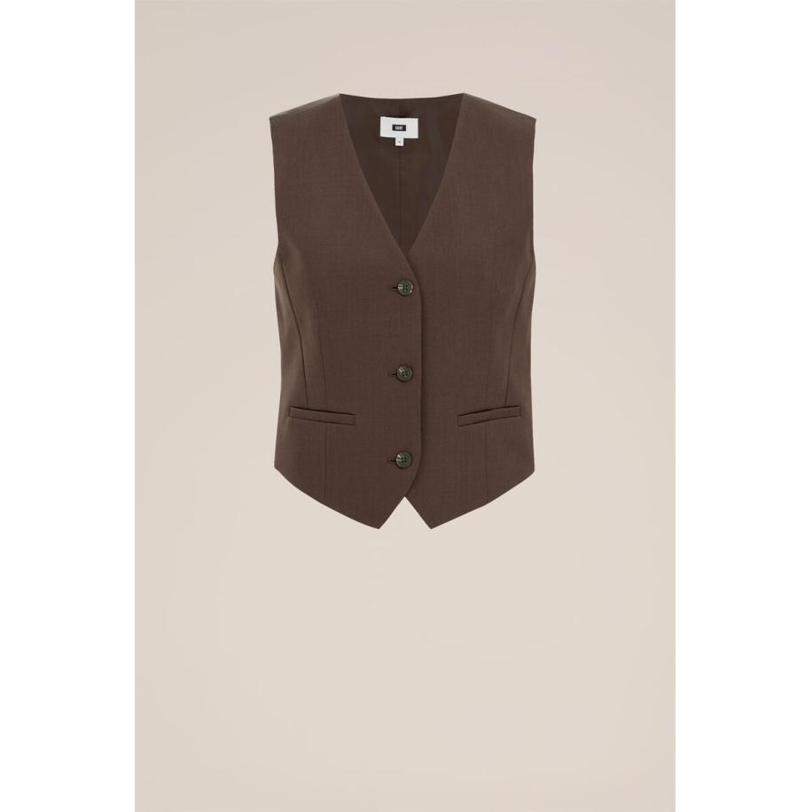WE Fashion Dames Slim fit gilet - Slim Fit - Bruin - Maat: 32 Bruin