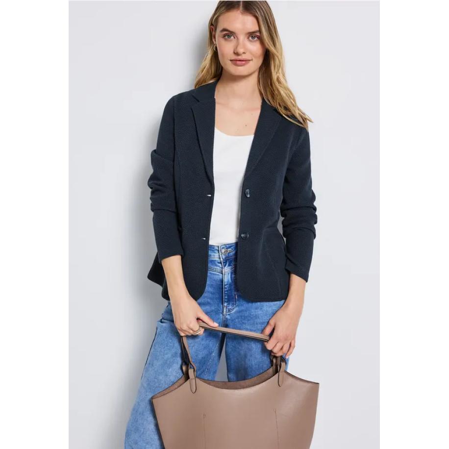 Street One Basis blazer met structuur Blauw