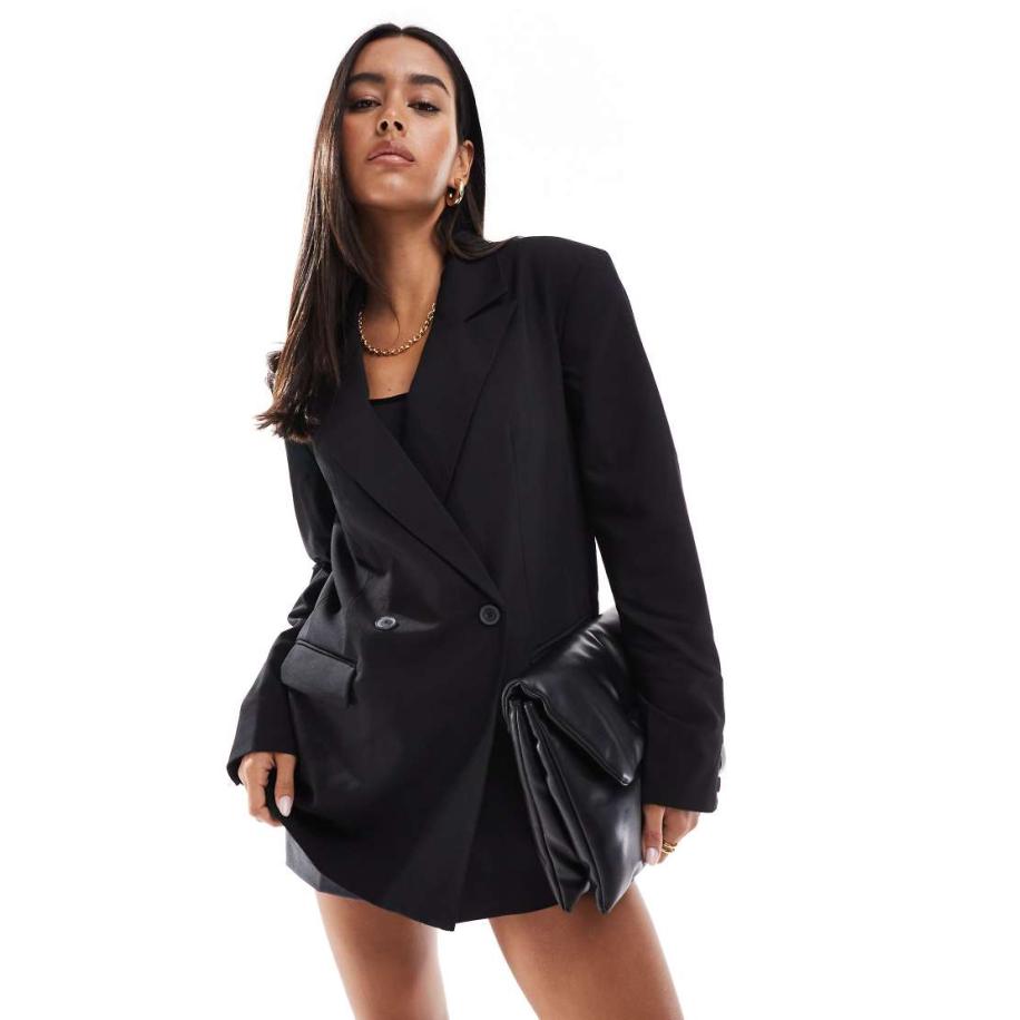 ASOS DESIGN Double breasted blazer in zwart Zwart