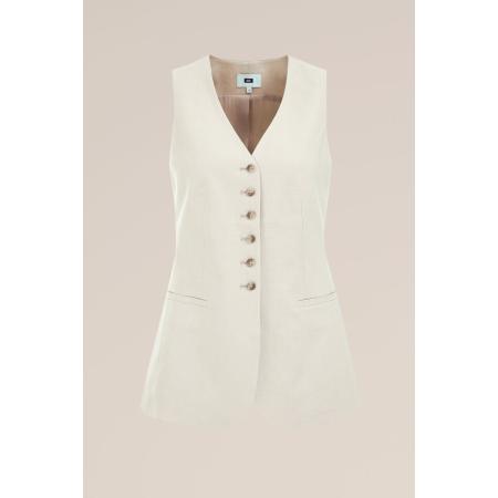 WE Fashion Dames Regular fit gilet van linnenmix - Regular fit - Beige - Linnen - Maat: 32