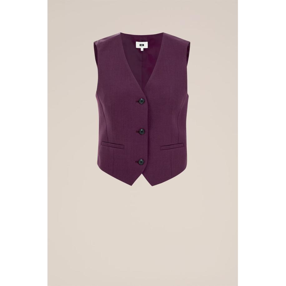 WE Fashion Dames Slim fit gilet - Slim Fit - Aubergine - Maat: 36 Paars