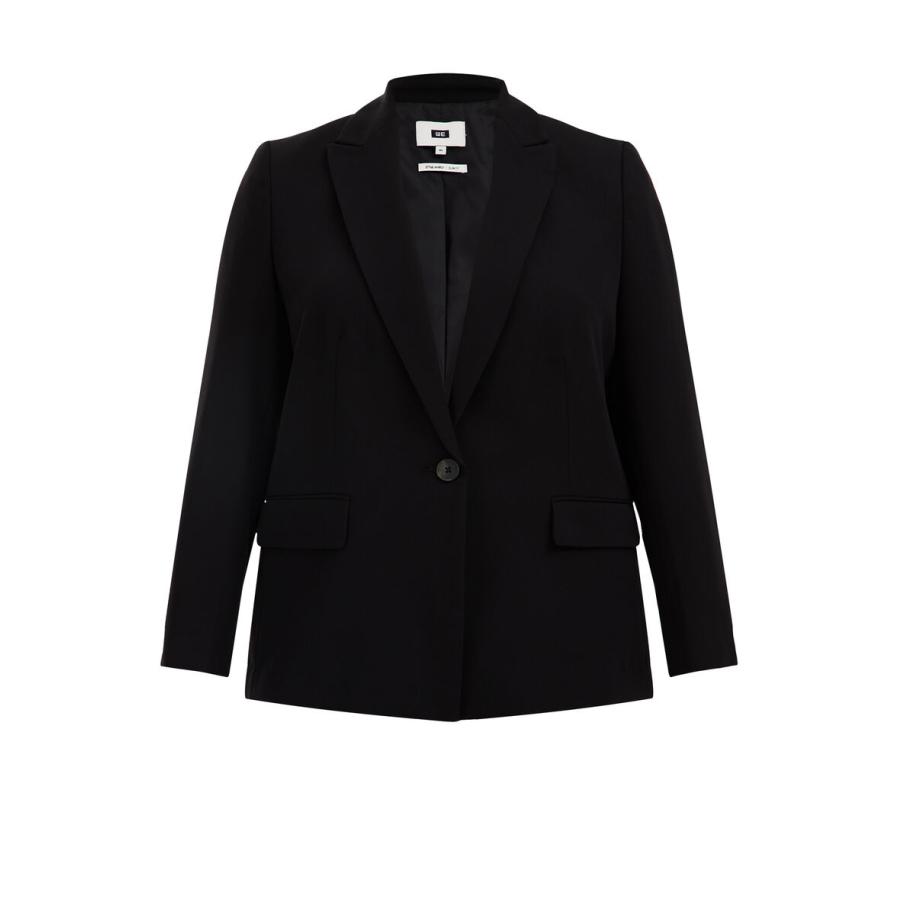WE Fashion Dames Slim fit blazer - Curve - Slim Fit - Zwart - Plus Size Maat: 44 Zwart