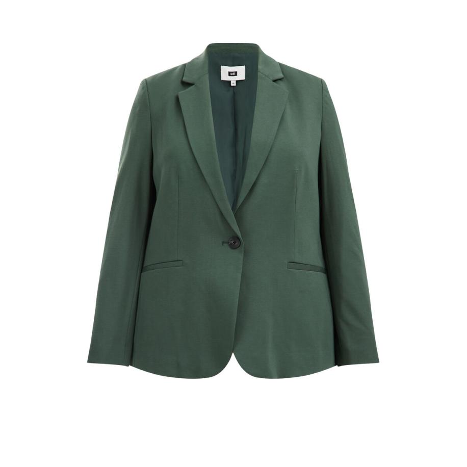 WE Fashion Dames getailleerde blazer - Curve - Mosgroen - Viscose - Plus Size Maat: 44 Groen