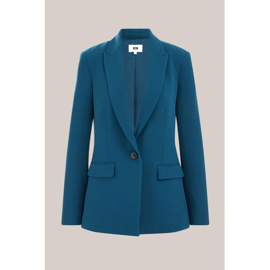 WE Fashion Dames getailleerde blazer - Slim Fit - Petrol - Maat: 34 Blauw