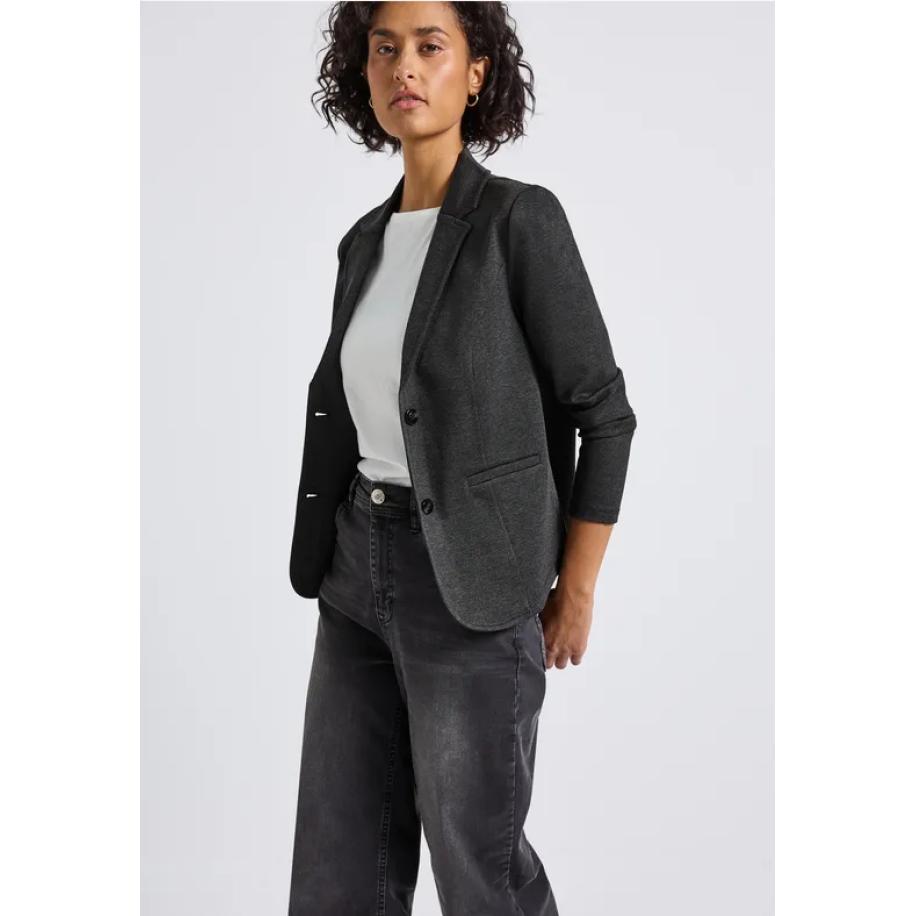 Street One Basic piqué blazer Zwart