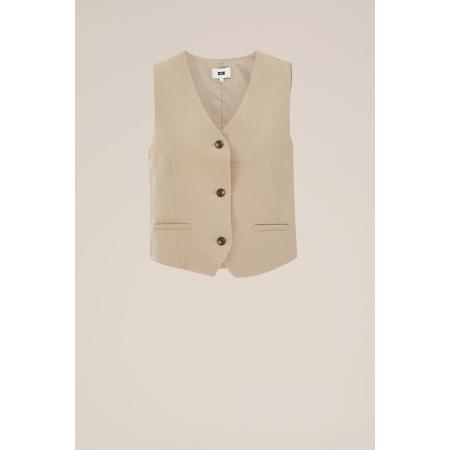 WE Fashion Dames Getailleerd gilet met structuur - Beige - Viscose - Maat: 32