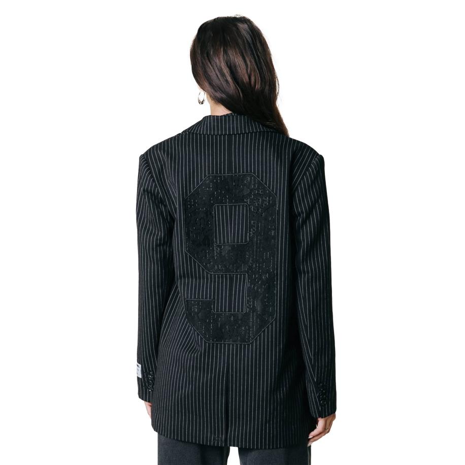 Colourful Rebel Jesra Pinstripe No 9 Lace Blazer Zwart