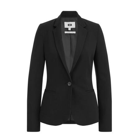 WE Fashion Dames getailleerde jersey blazer met stretch - Zwart - Viscose - Maat: XS