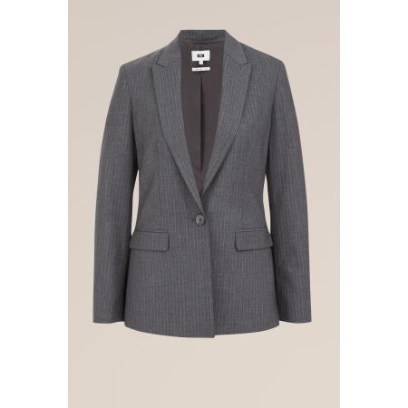 WE Fashion Dames Slim fit blazer met krijtstreep - Slim Fit - Grijs - Maat: 32
