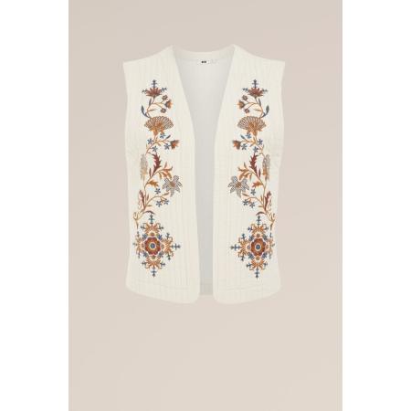 WE Fashion Dames Regular fit gilet met embroideries - Regular fit - Ecru - Katoen - Maat: M