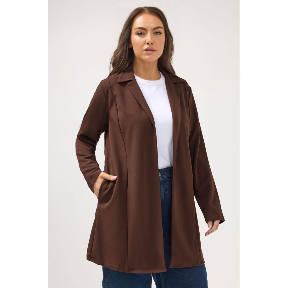 Yours Chocoladebruine Lange Blazer Size 56 Bruin
