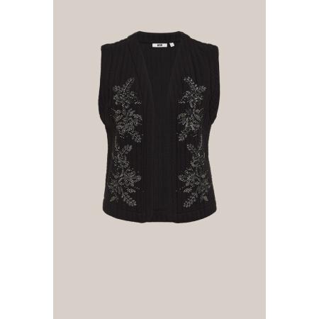 WE Fashion Dames gilet met pailletten - Regular fit - Zwart - Katoen - Maat: XS