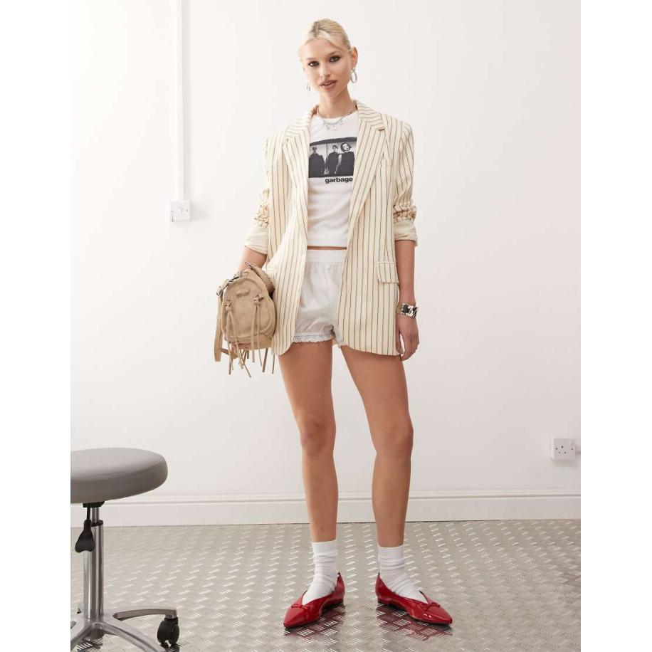 Lioness Blazer met strepen in crème-Wit Wit