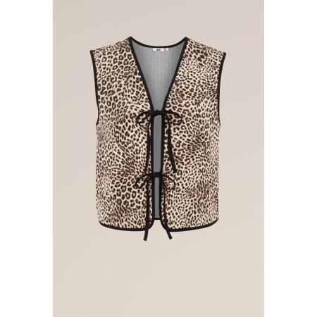WE Fashion Dames Regular fit gilet met luipaard print - Regular fit - Beige - Katoen - Maat: XS