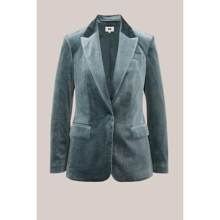 WE Fashion Dames regular fit velvet blazer - Regular fit - Grijsblauw - Maat: 32
