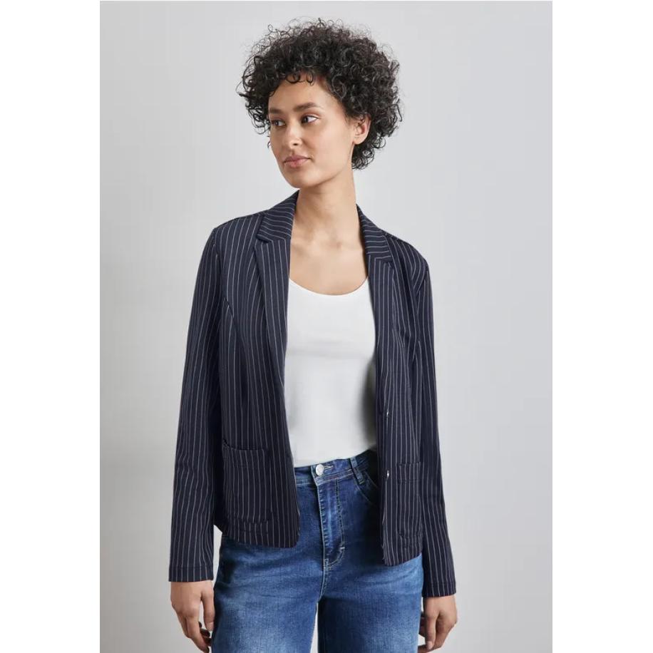 Street One Krijtstreep blazer Blauw