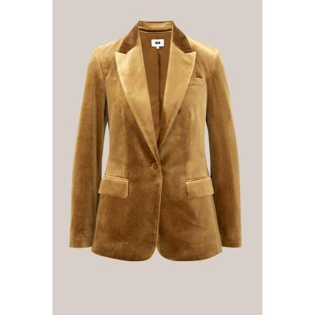 WE Fashion Dames regular fit velvet blazer - Regular fit - Okergeel - Maat: 32