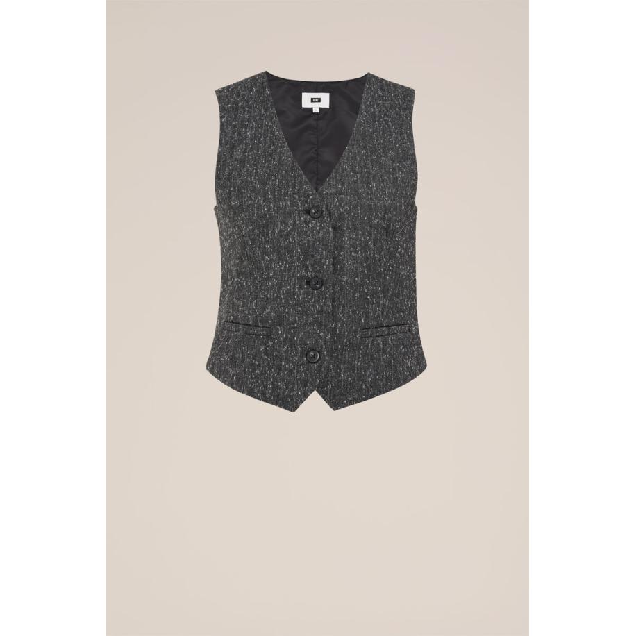WE Fashion Dames Slim fit gilet - Slim Fit - Donkergrijs - Maat: 32 Grijs