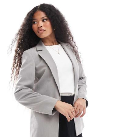 Miss Selfridge Petite Ruimvallende essential blazer in grijs