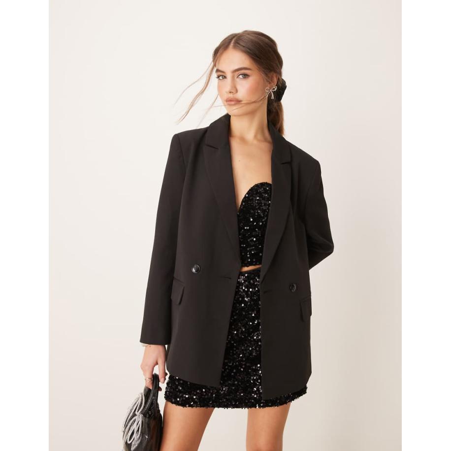 Miss Selfridge Oversized blazer in zwart Zwart