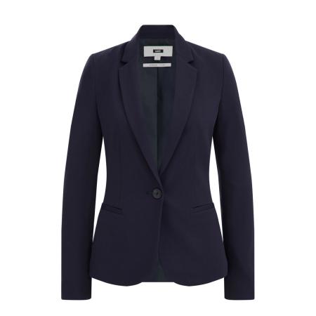 WE Fashion Dames getailleerde jersey blazer met stretch - Donkerblauw - Viscose - Maat: XS