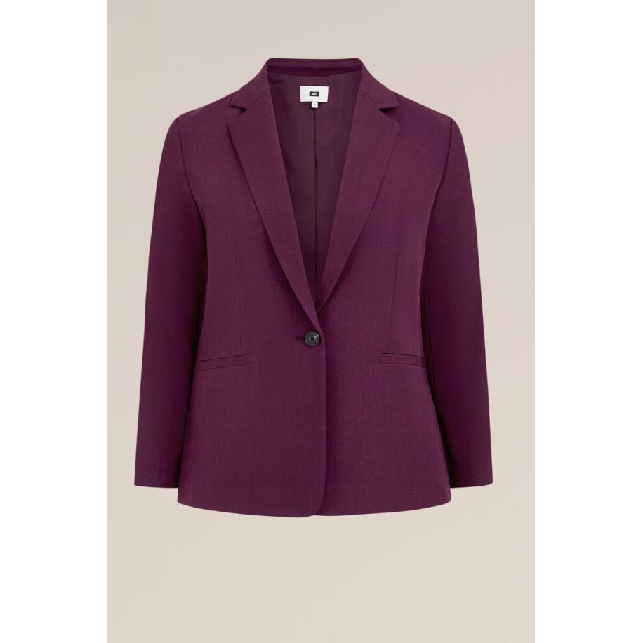 WE Fashion Dames slim fit blazer - Curve - Slim Fit - Aubergine - Plus Size Maat: 44 Paars