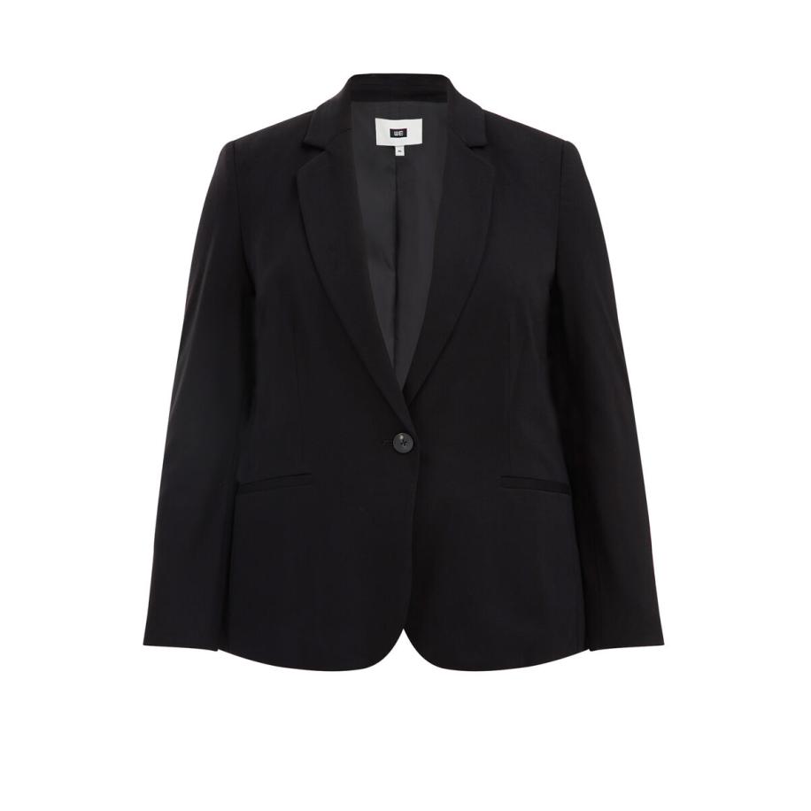 WE Fashion Dames getailleerde blazer - Curve - Zwart - Viscose - Plus Size Maat: 44 Zwart