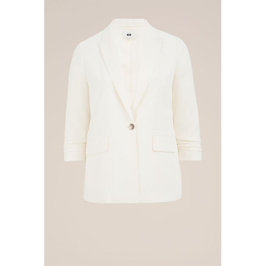 WE Fashion Dames regular fit blazer - Curve - Regular fit - Wit - Plus Size Maat: 44 Wit