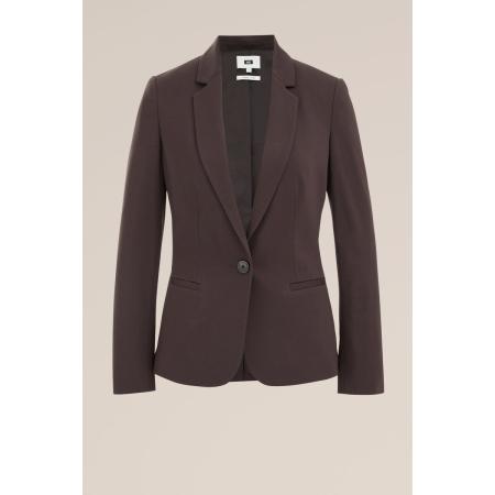 WE Fashion Dames getailleerde jersey blazer met stretch - Donkerbruin - Viscose - Maat: S